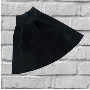 Vintage Lord & Taylor Black Pig Suede A-Line Midi Skirt High Waisted Size 8